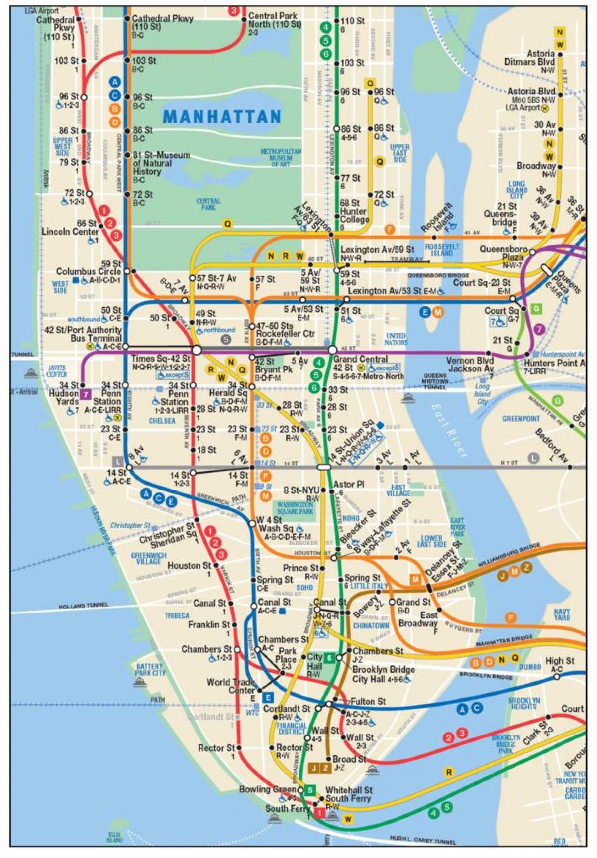 mapa donji Manhattan podzemnoj