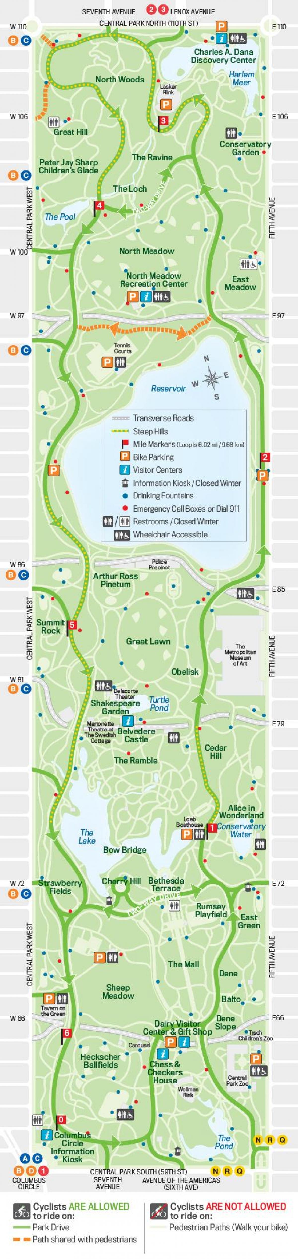 mapa central parku trči