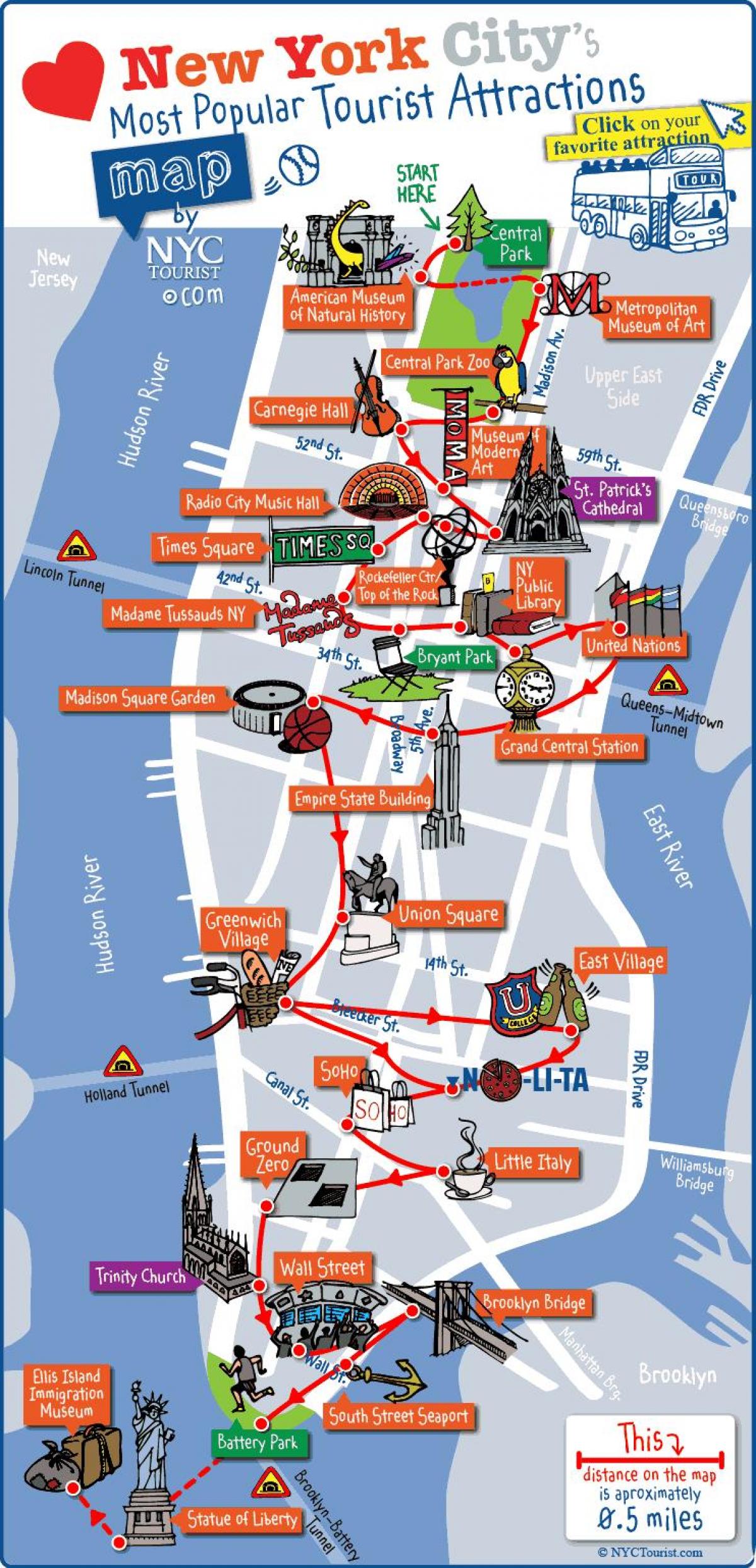 mapu Menhetna New York atrakcije