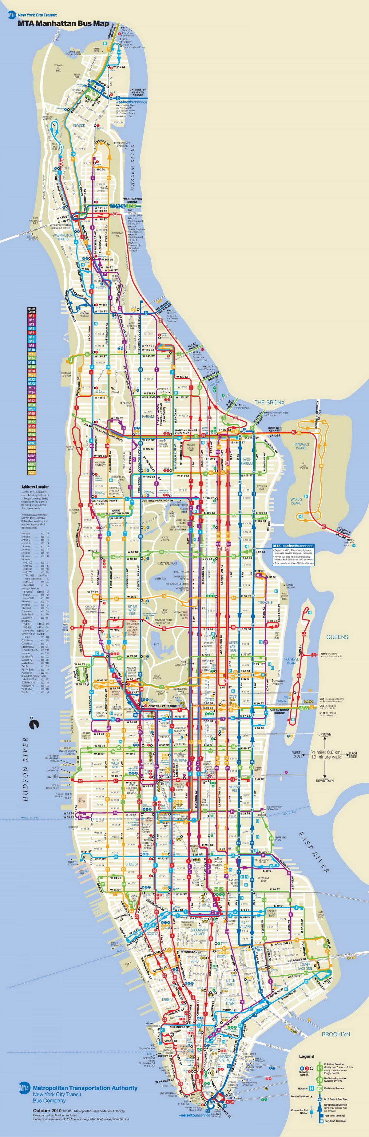 New yorku autobus mapu Menhetna