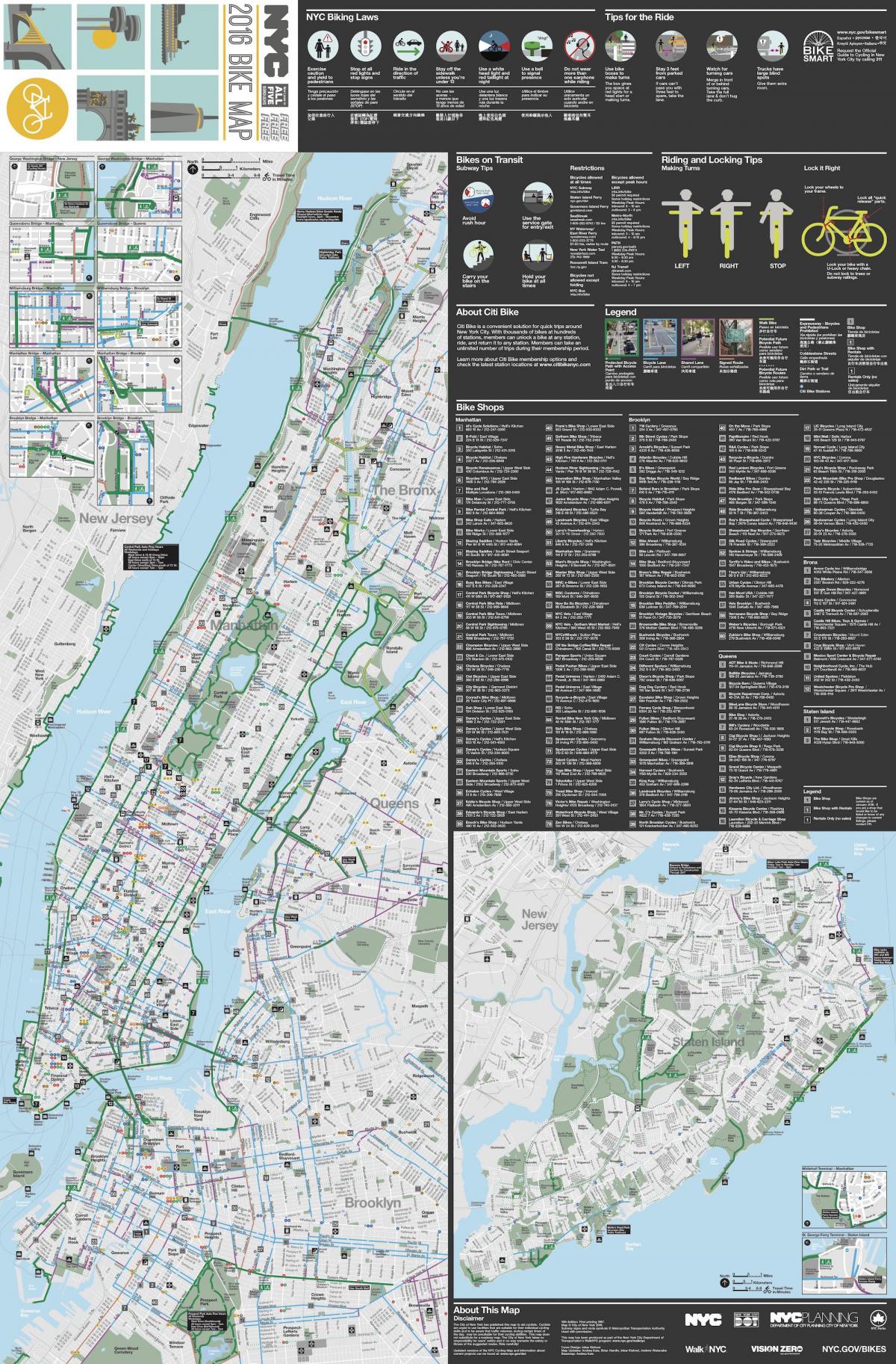 Manhattan bicikl lane mapu