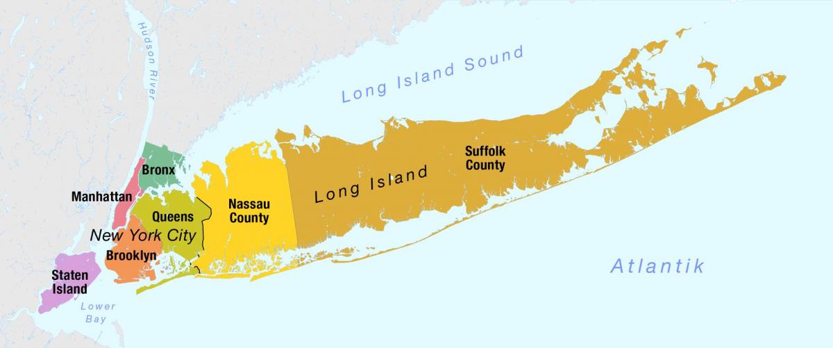 karta za New York Manhattan i long island