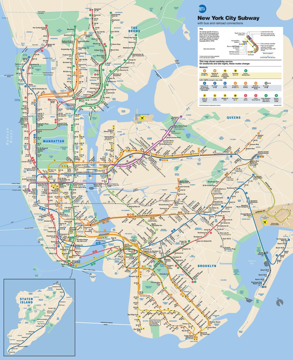 Manhattan ulična mapa sa metro stanice