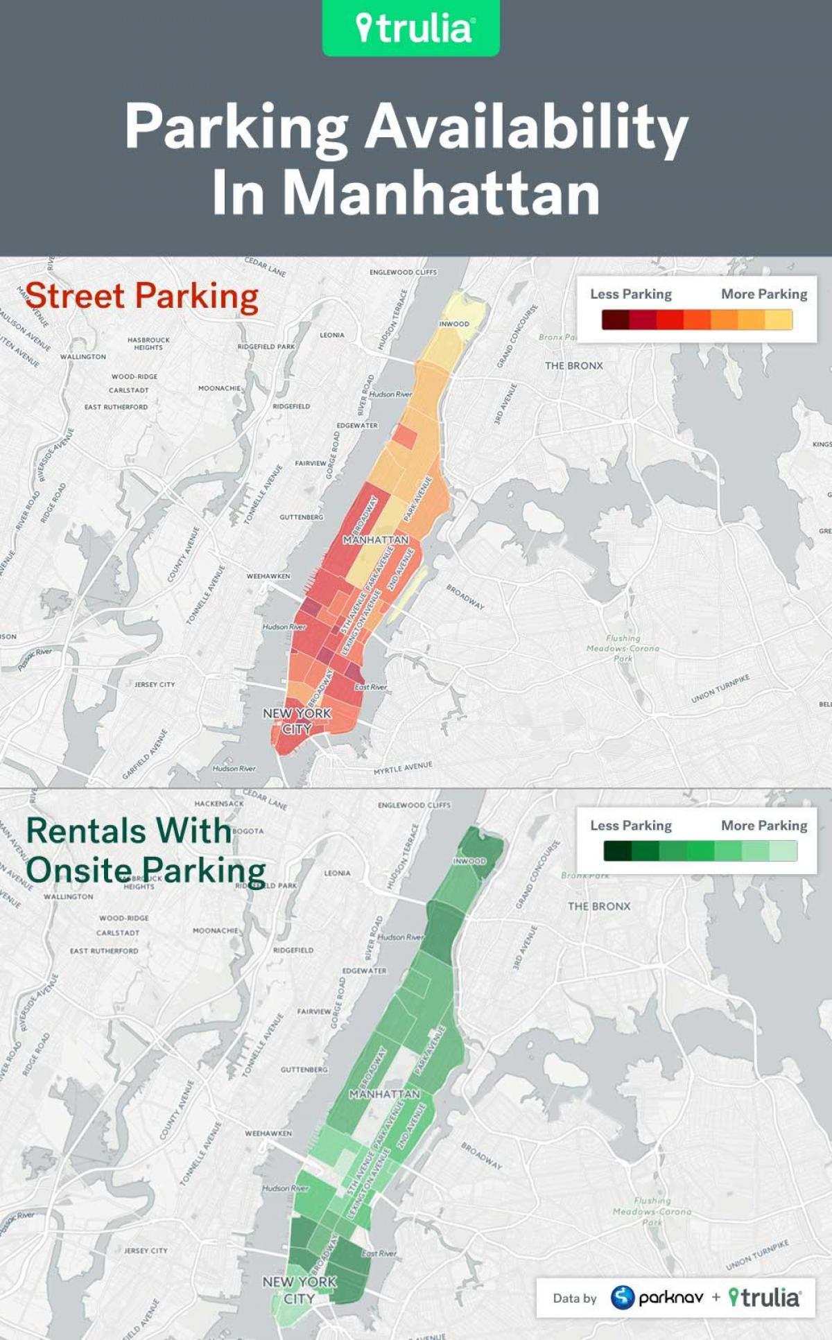 New yorku ulici parking kartu Manhattan