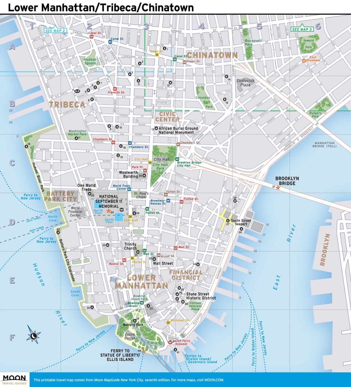 mapa donji Manhattan ny