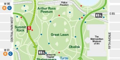 Mapa central parku trči