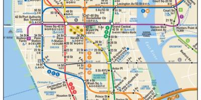 Mapa donji Manhattan podzemnoj