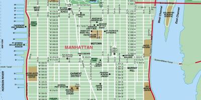 Manhattan ulična mapa srednjoj detalj
