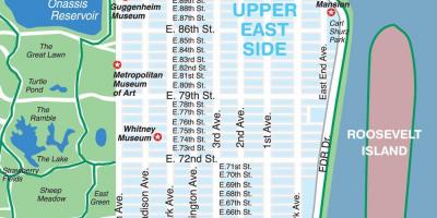 Mapa na upper east sideu na Manhattanu