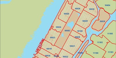 New yorku poštanski broj mapu Menhetna