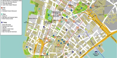 Mapa donji Manhattan sa ulice imena